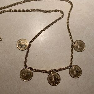 Necklace or Belt Chain with 5 Coins